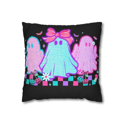 Colorful Ghost Pillowcase | Whimsical Halloween Decor, Spooky Home Accent Cushion Cover, Vibrant Ghost Design - VYBE Shop