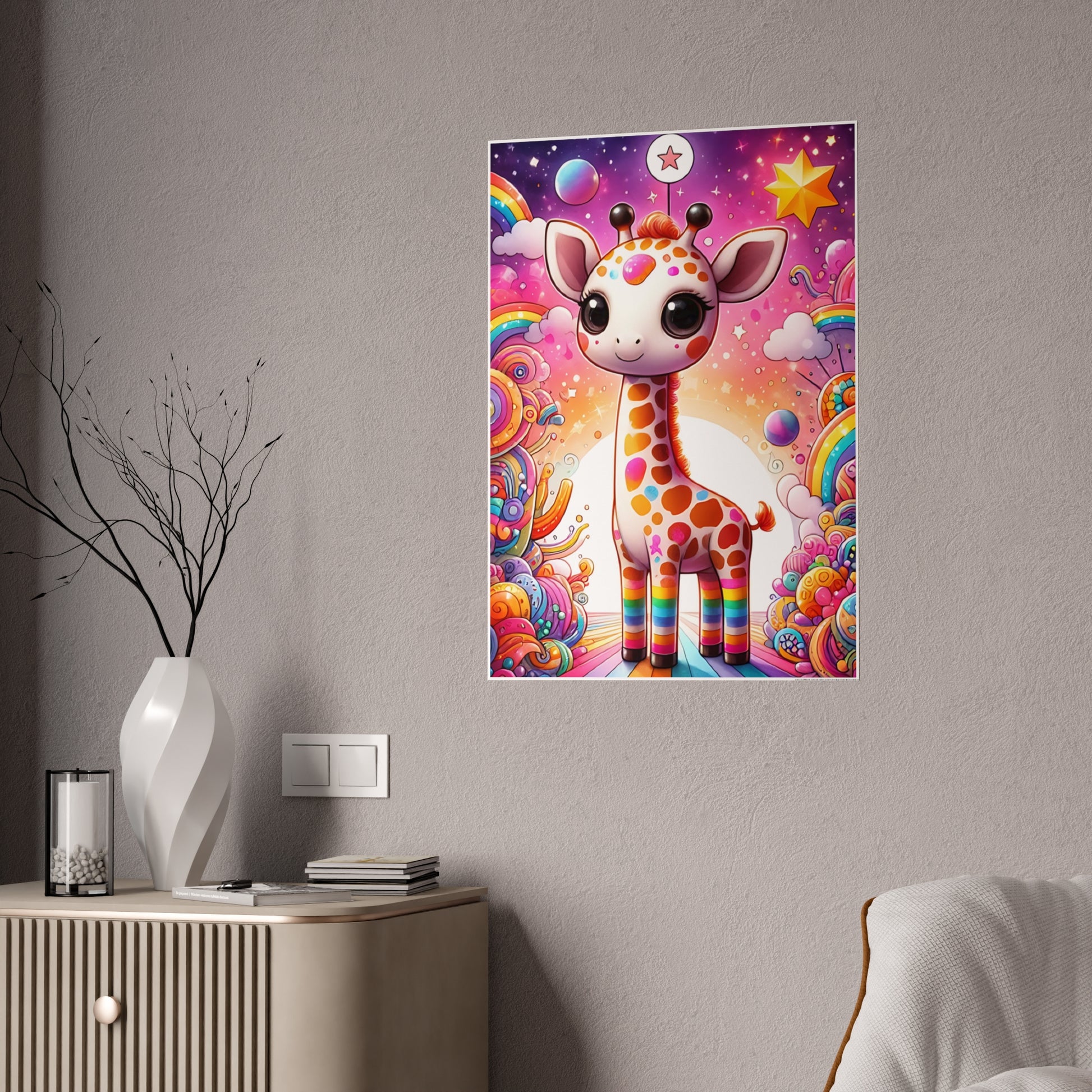 Colorful Giraffe Art Poster, Cute Wall Decor - VYBE Shop