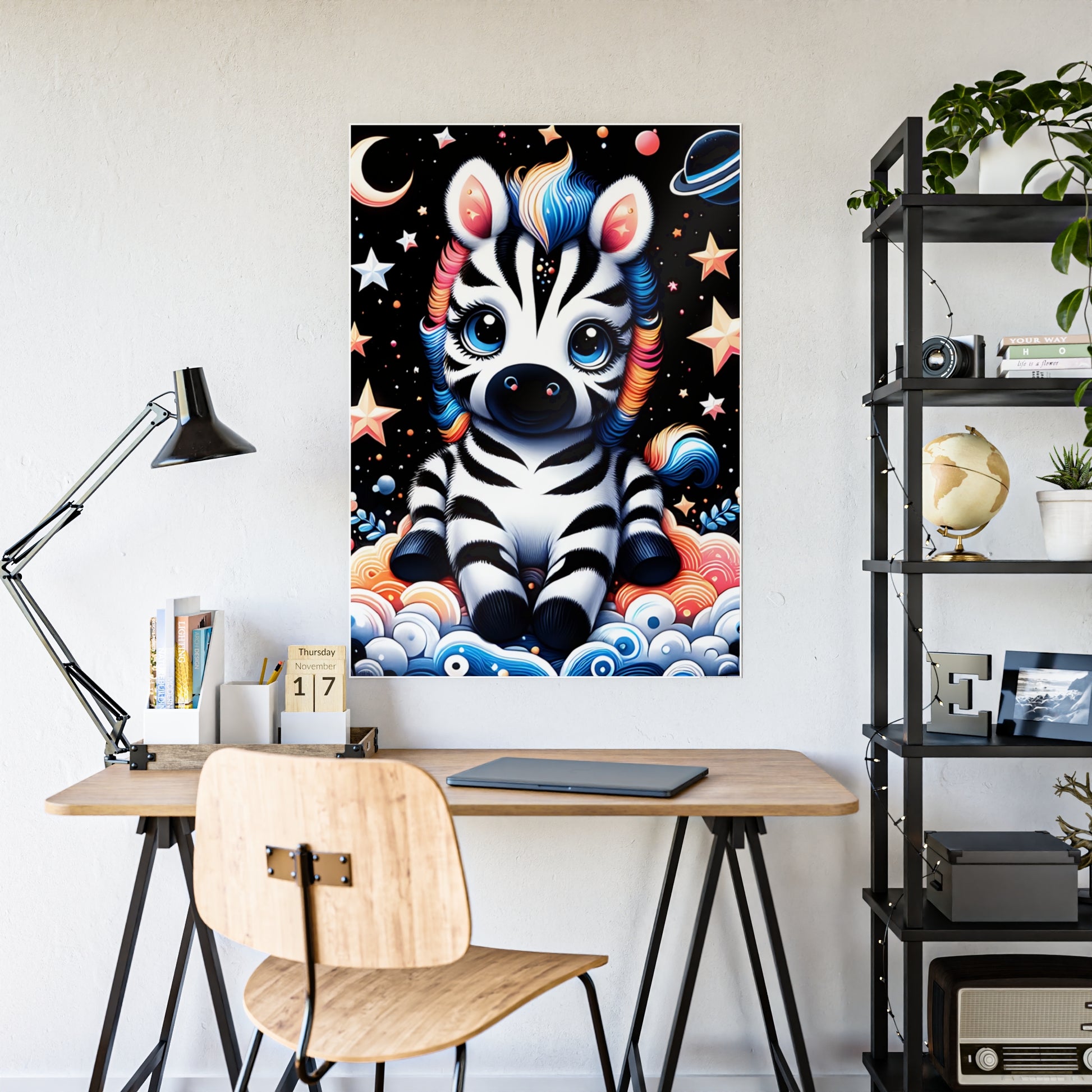 Cute Zebra Poster - Whimsical Gloss Wall Art - VYBE Shop