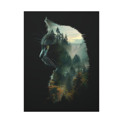 Cat Forest Matte Canvas Wall Art | Feline Home Decor, Gift for Cat Lovers, Nature Art Print, Unique Wall Decor, Cat-Themed Gift - VYBE Shop