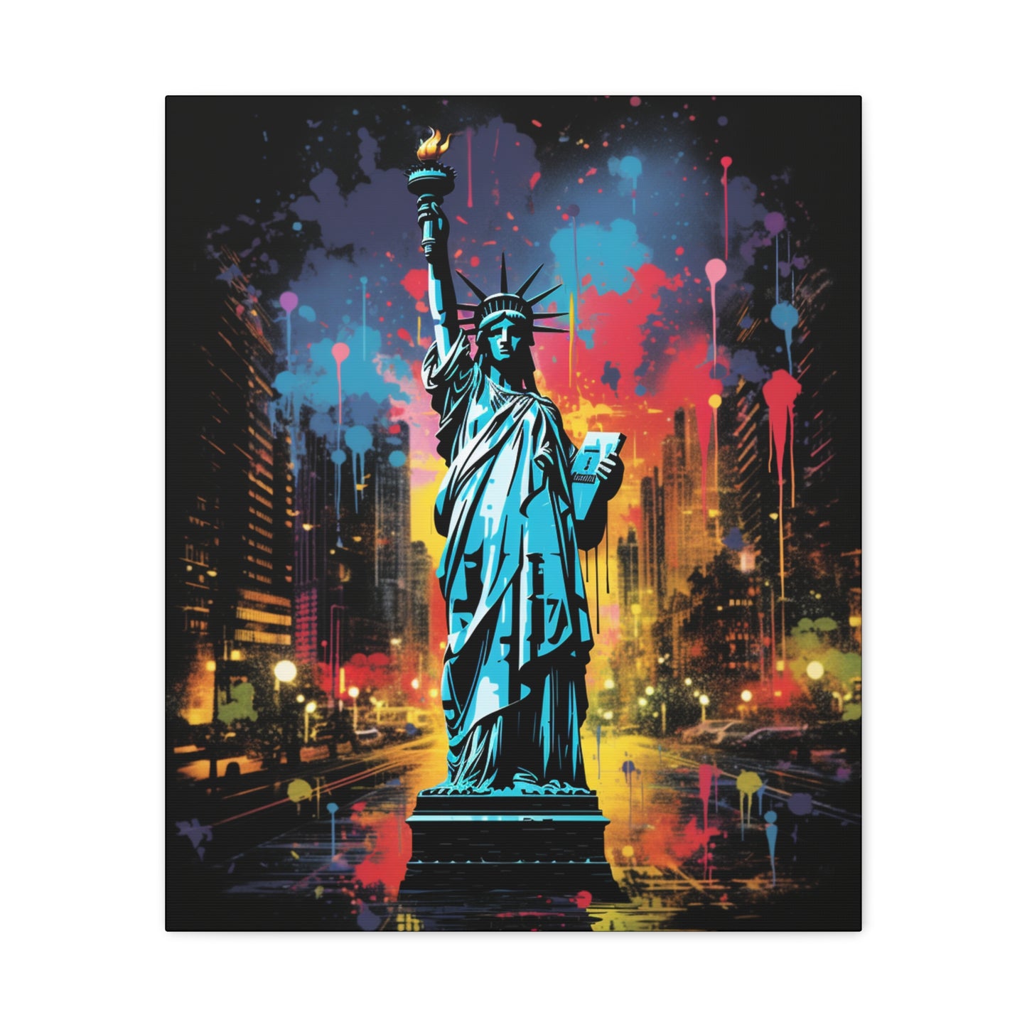Colorful Liberty Canvas Wall Art, New York City Decor, Gift for Patriot, Home Office Wall Art, Vibrant Modern Artwork - VYBE Shop