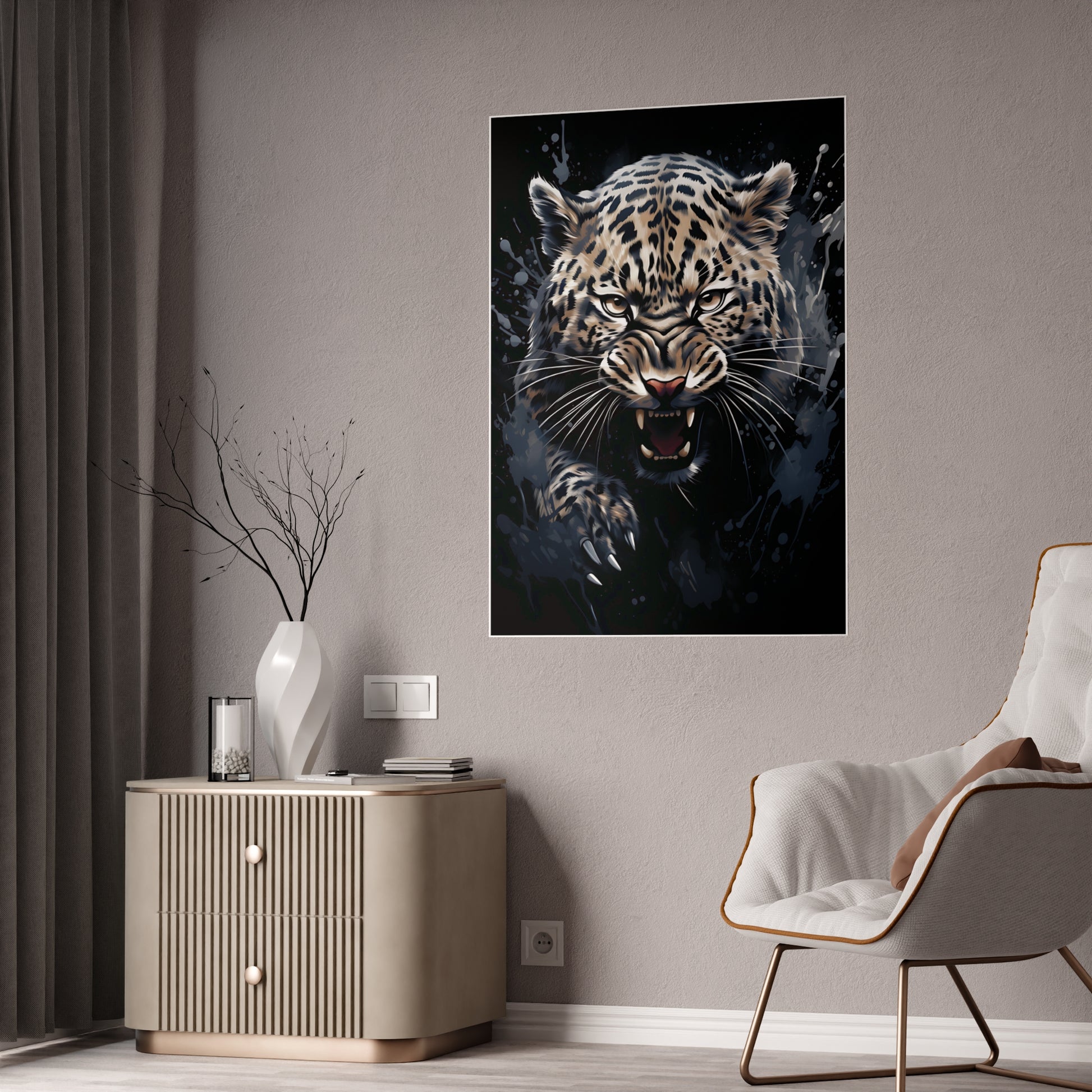 Leopard Art Print - Fierce Gloss Poster for Wild Animal Lovers, Home Decor & Office Wall Art, Perfect Gift for Nature Enthusiasts - VYBE Shop