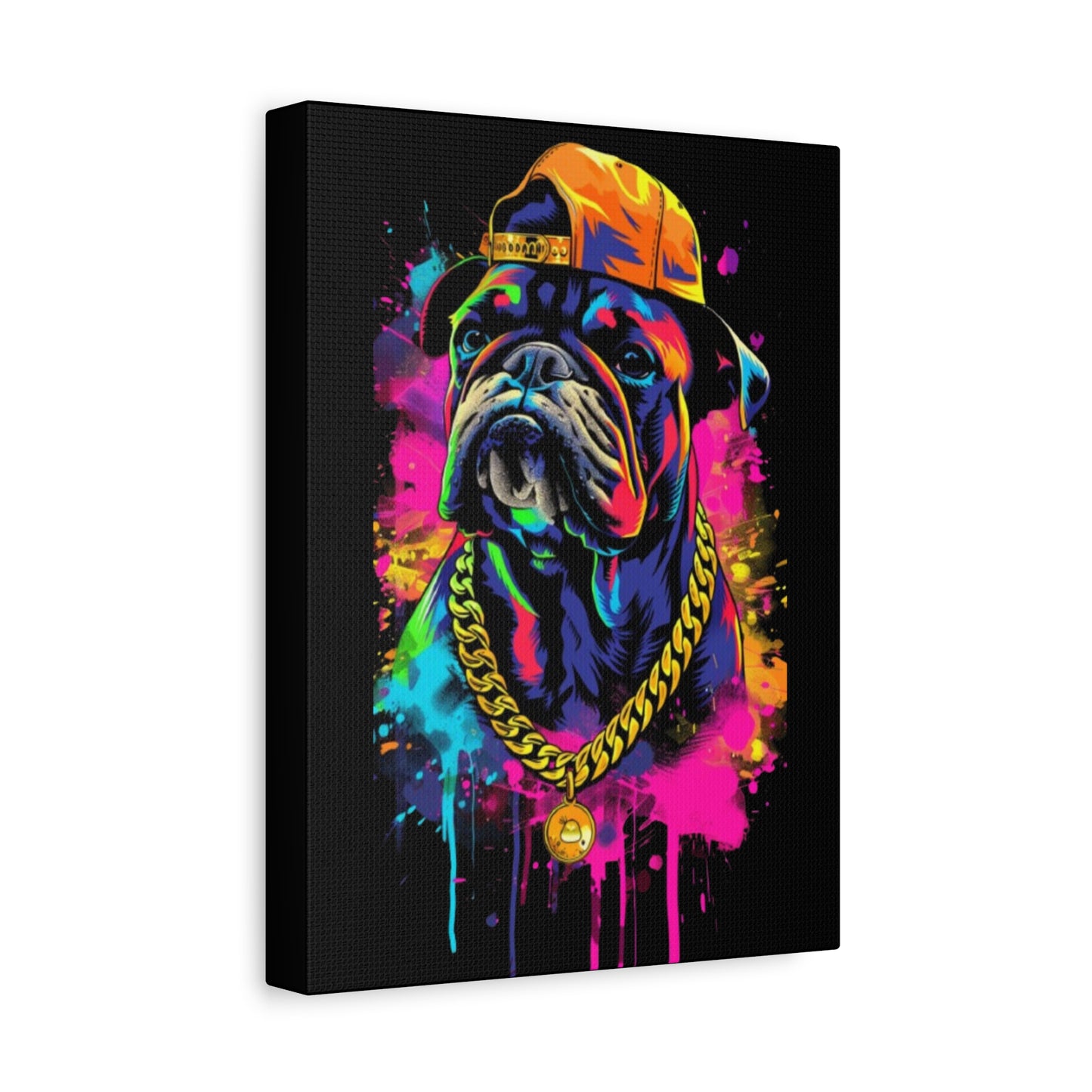 Vibrant Dog In Chain Canvas Print - VYBE Shop