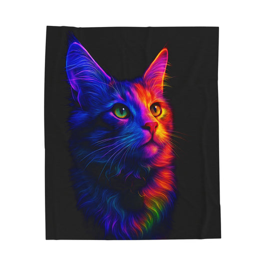 Neon Cat Velvet Blanket - VYBE Shop