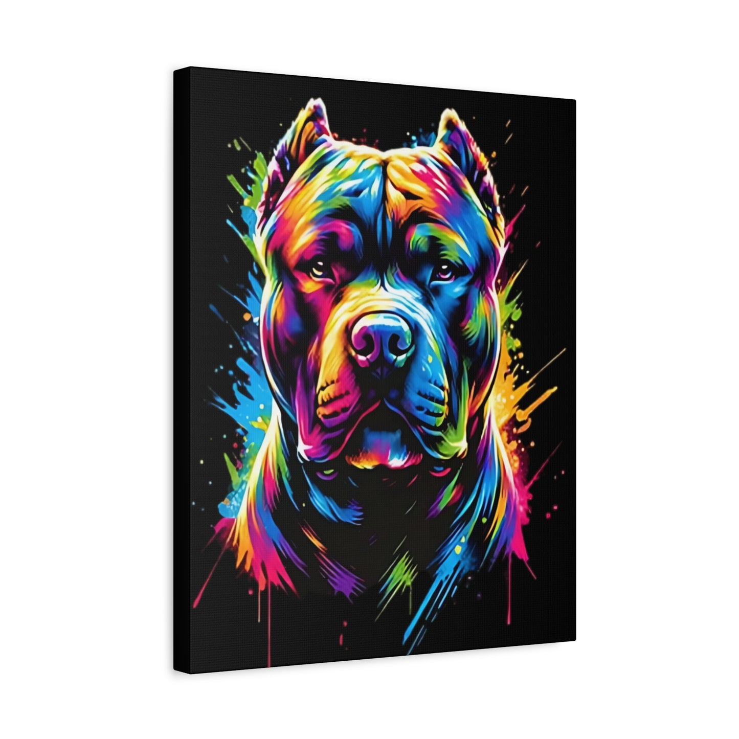 Neon Pitbull Canvas Art Print | Pet Lover Wall Decor, Dog Decor, Home Art, Gift for Dog Owners, Vibrant Animal Wall Art - VYBE Shop