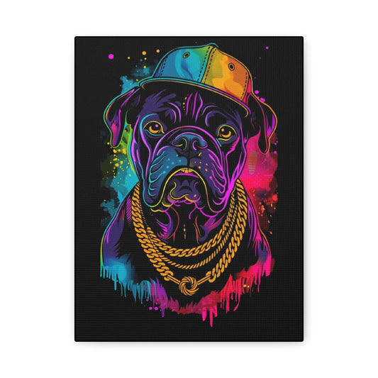 Neon Dog In Chain Matte Canvas, Stretched, 1.25" - VYBE Shop