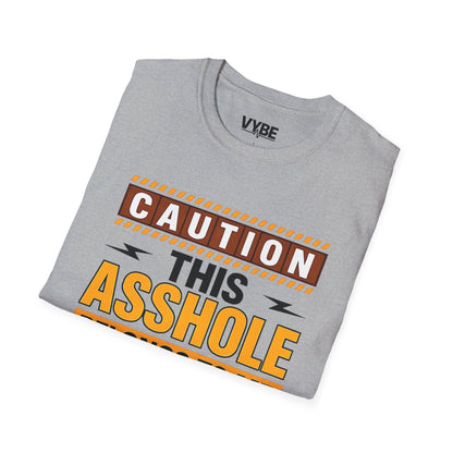 Caution This Asshole Belongs to Me T-Shirt, Funny Gift, Unisex Graphic Tee, Casual Wear, Fun Party Apparel - VYBE Shop