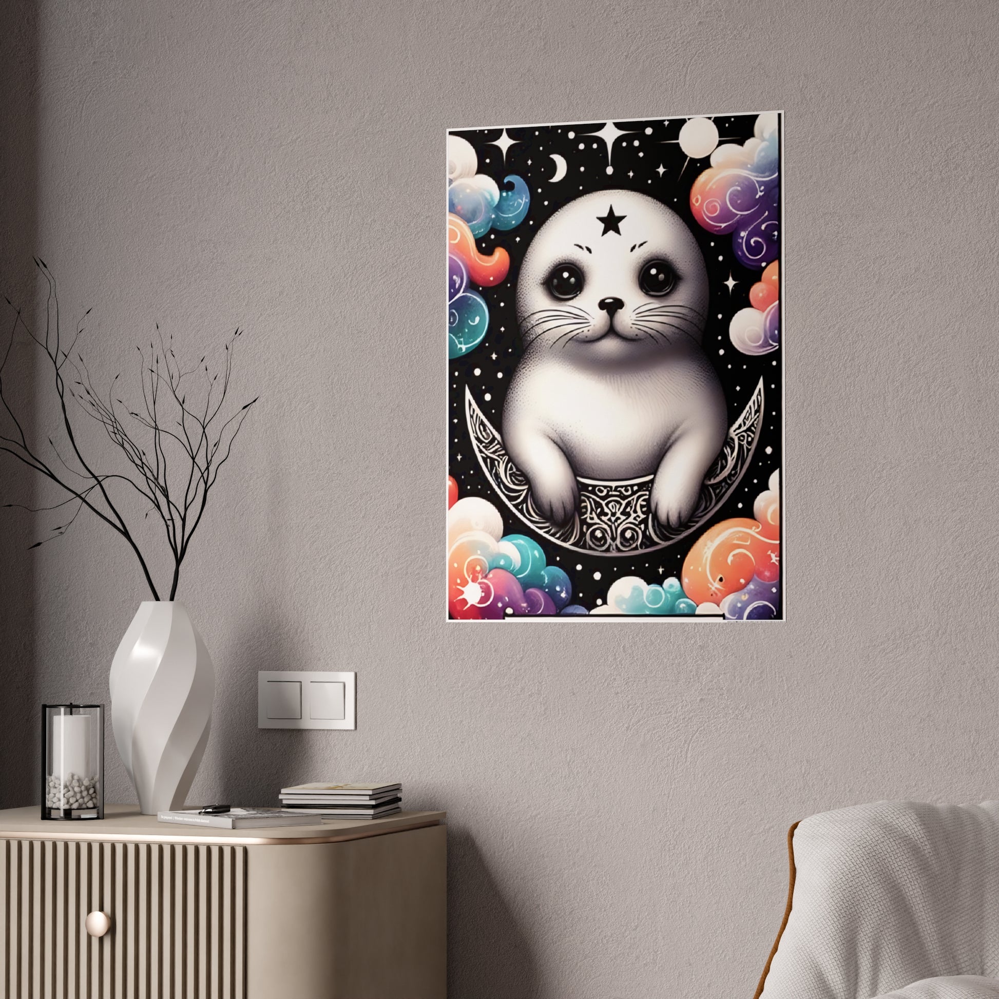 Whimsical Seal Poster, Cute Animal Decor - VYBE Shop