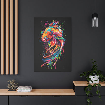 Neon Fish Canvas Art, Colorful Wall Decor, Artistic Home Accent, Gift for Fish Lovers, Unique Ocean Decor, Bright and Cheerful Wall Art - VYBE Shop