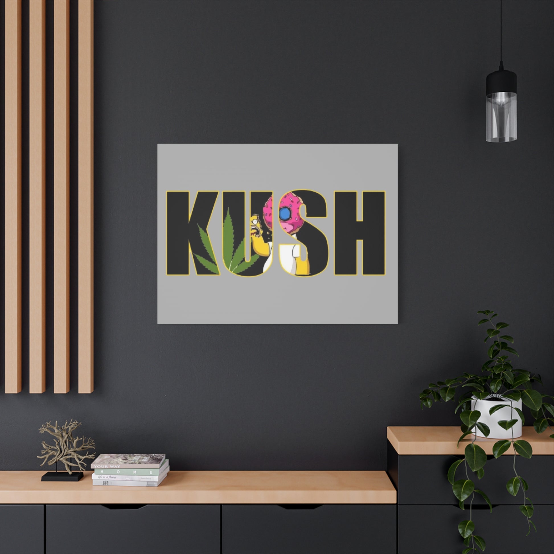 Colorful Cannabis KUSH Wall Art, Stretched Canvas Print, Unique Home Decor, Gift for Smokers, KUSH Design - VYBE Shop