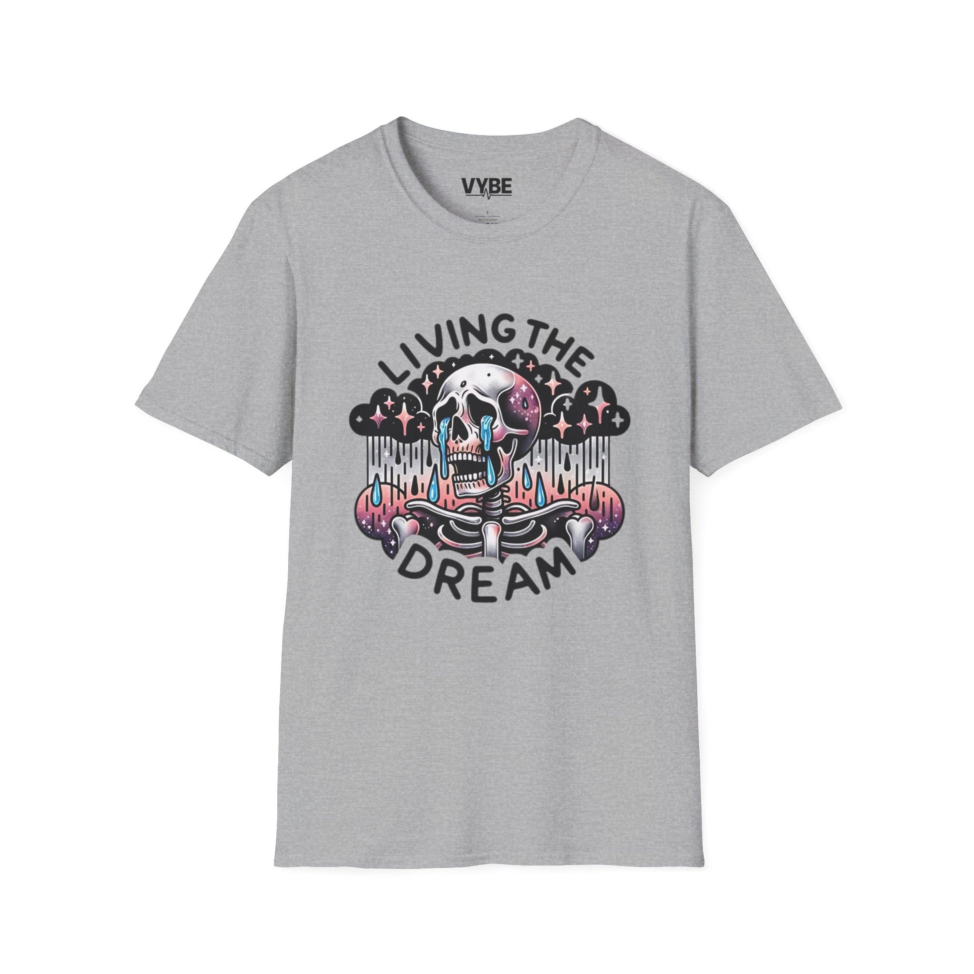 Funny- Living the Dream Skull Graphic T-Shirt - VYBE Shop