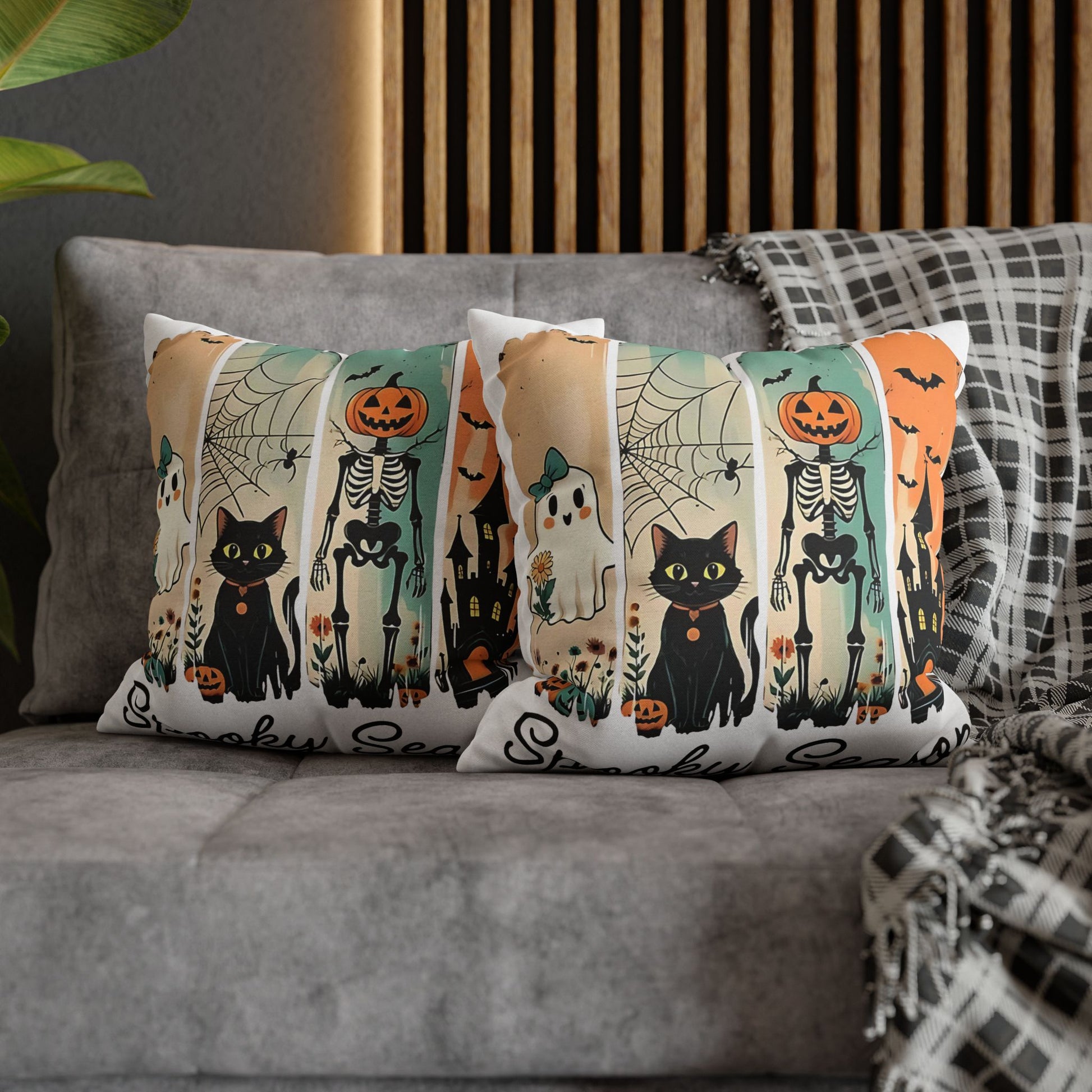Halloween Pillowcase - Cozy Fall Decor with Cat and Ghost Design, Perfect for Autumn and Spooky Season Gifts - VYBE Shop
