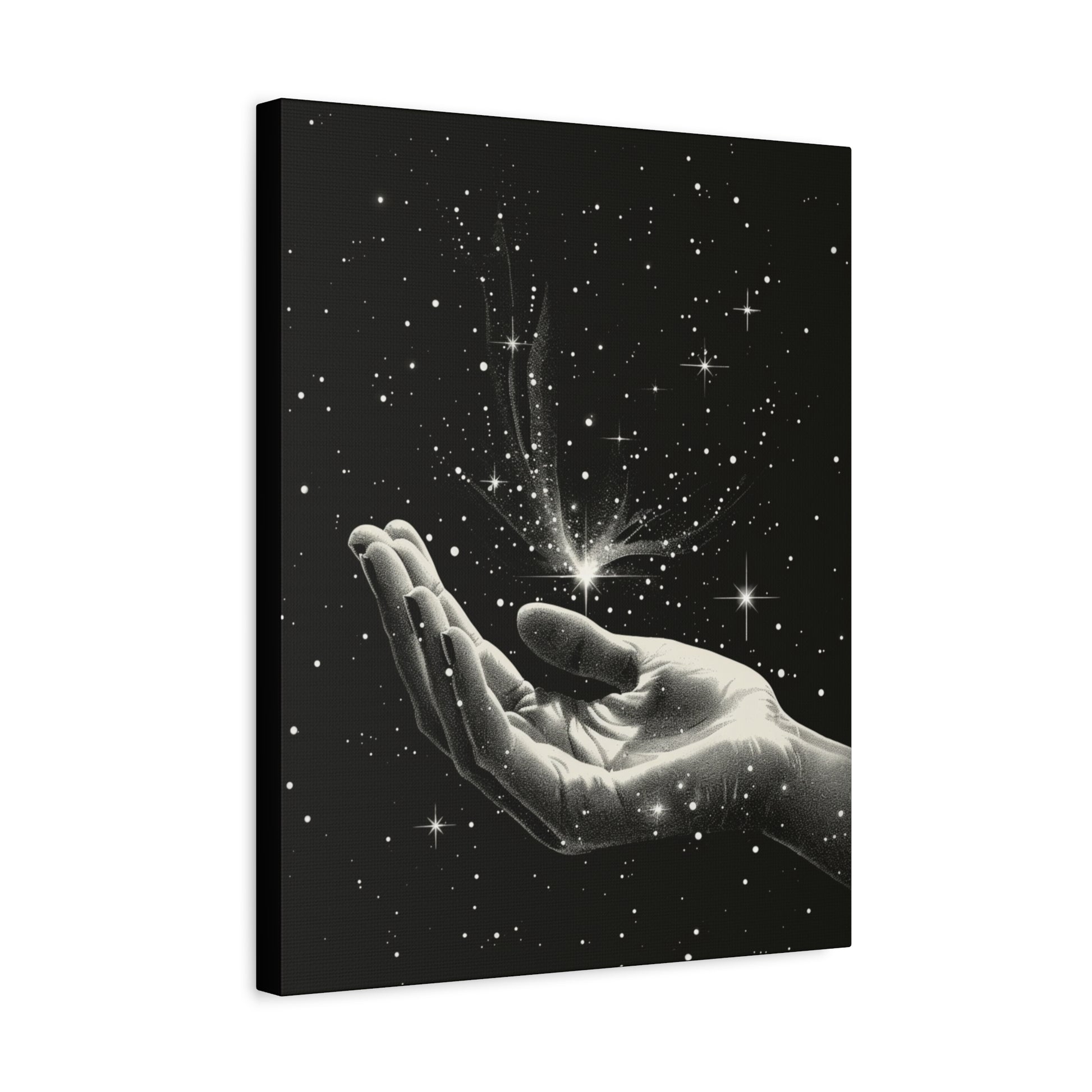 Stretched Canvas Wall Art, Celestial Hand Design, Spiritual Home Decor, Modern Art for Living Room, Gift for Space Lovers - VYBE Shop