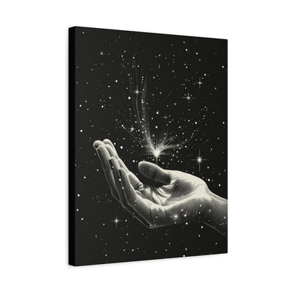 Stretched Canvas Wall Art, Celestial Hand Design, Spiritual Home Decor, Modern Art for Living Room, Gift for Space Lovers - VYBE Shop