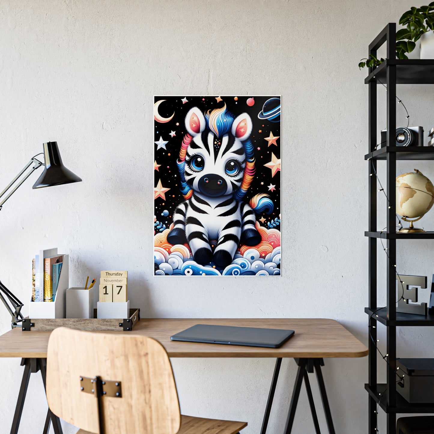 Cute Zebra Poster - Whimsical Gloss Wall Art - VYBE Shop
