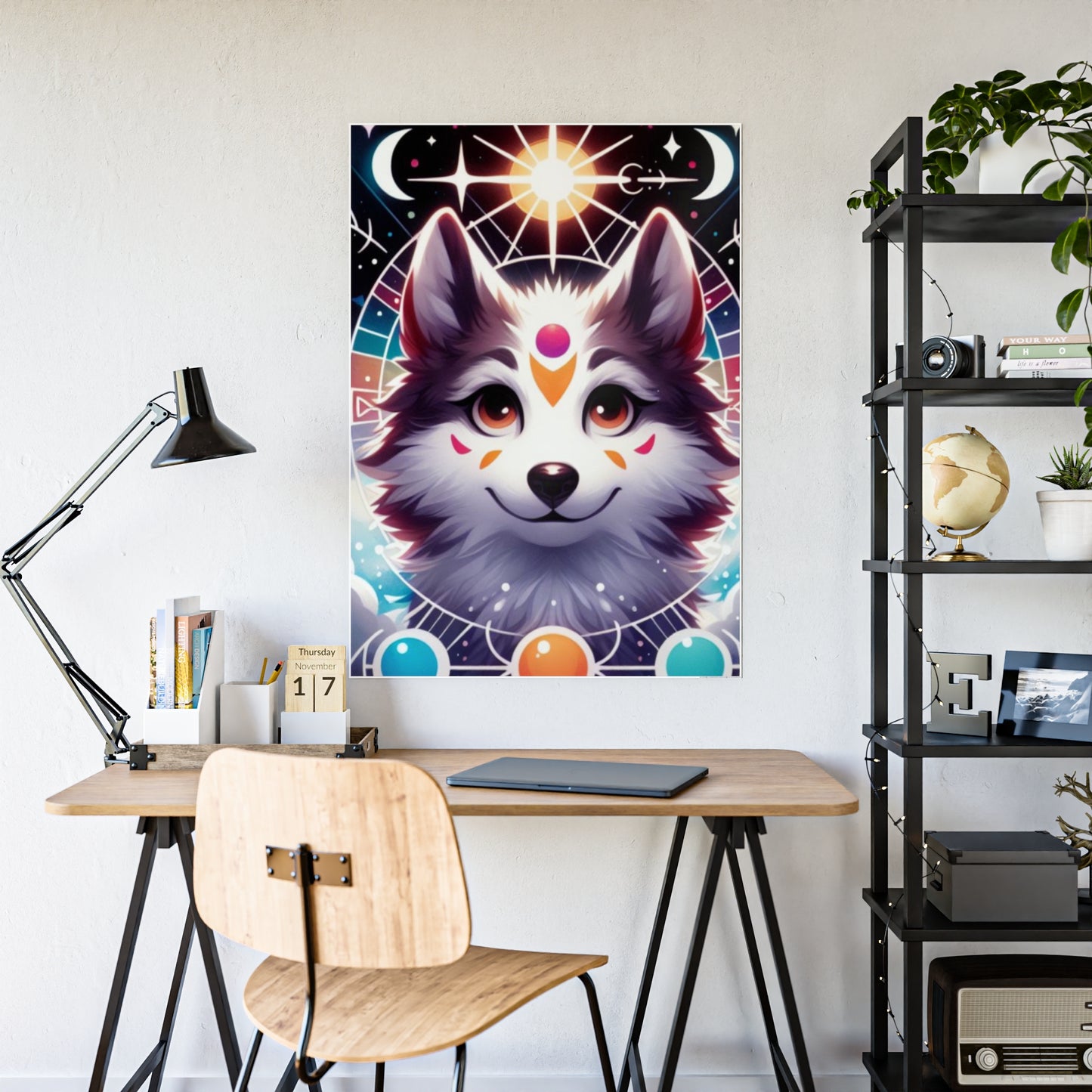 Cosmic Wolf Poster | Astrological Art for Home Decor - VYBE Shop