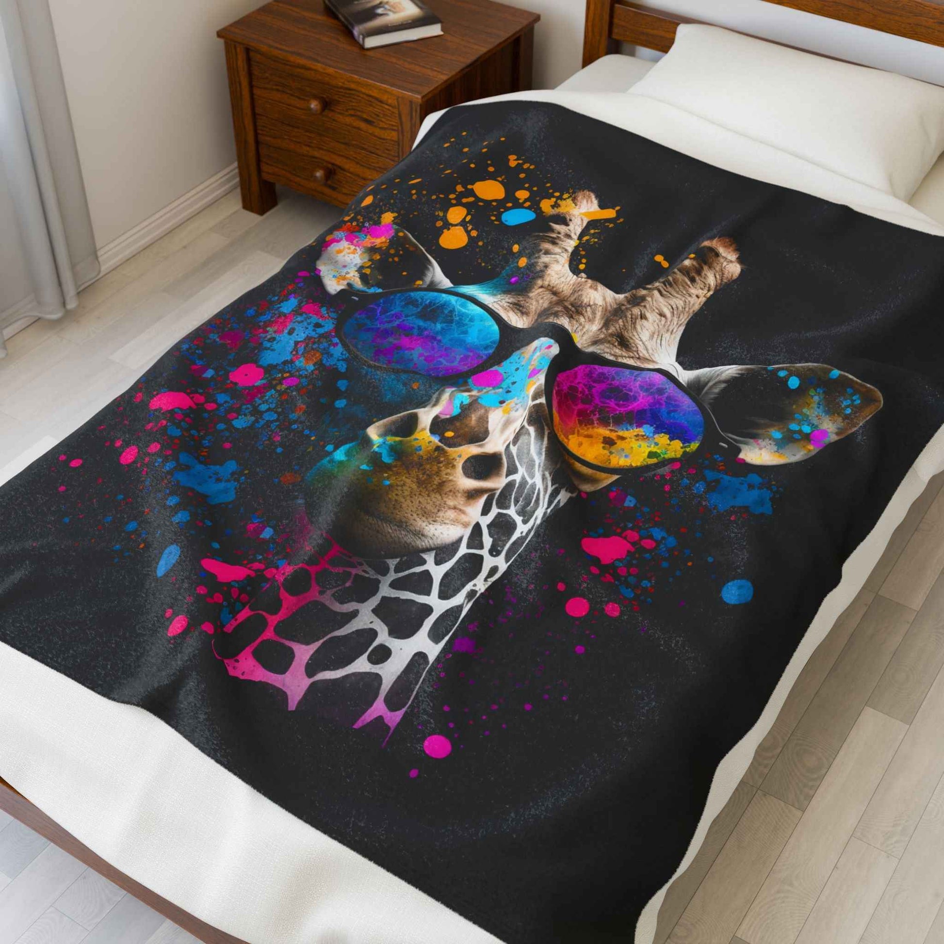 Colorful Giraffe Plush Blanket