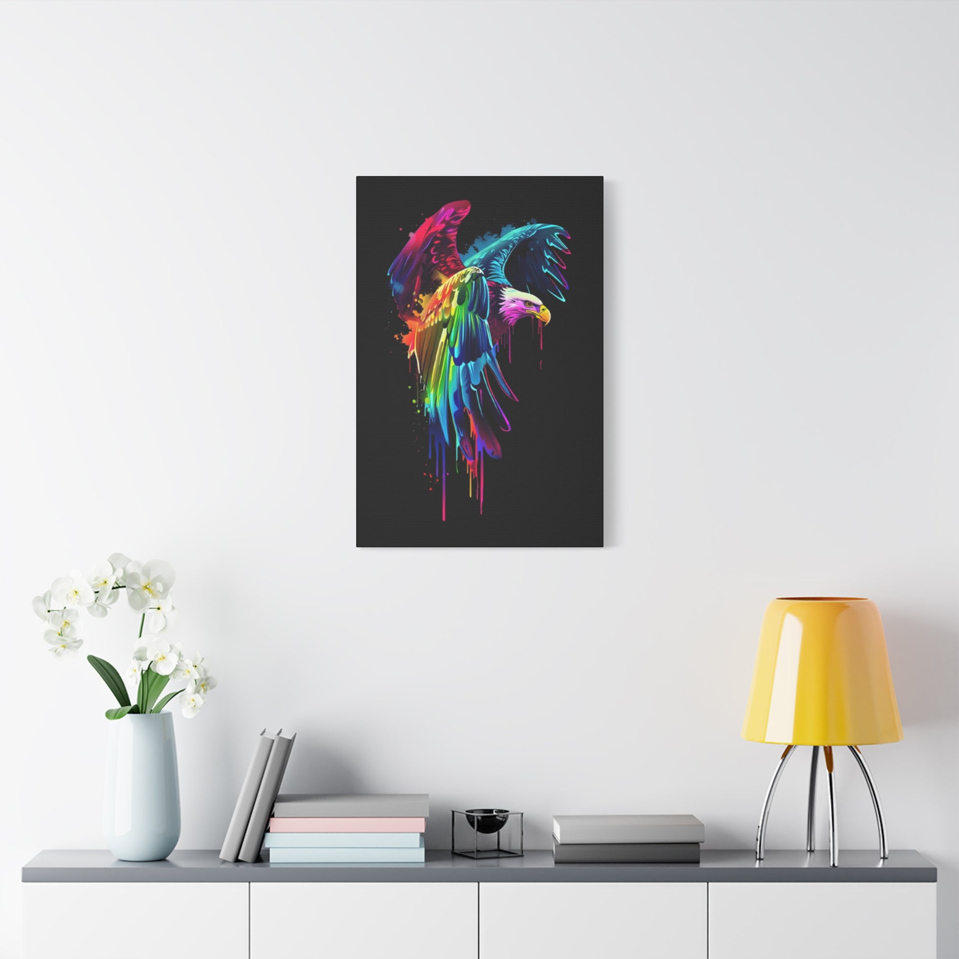 Neon Eagle Canvas Art, Colorful Wall Decor, Animal Lover Gift, Rainbow Decor, Home Sweet Home, Colorful Eagle Painting - VYBE Shop