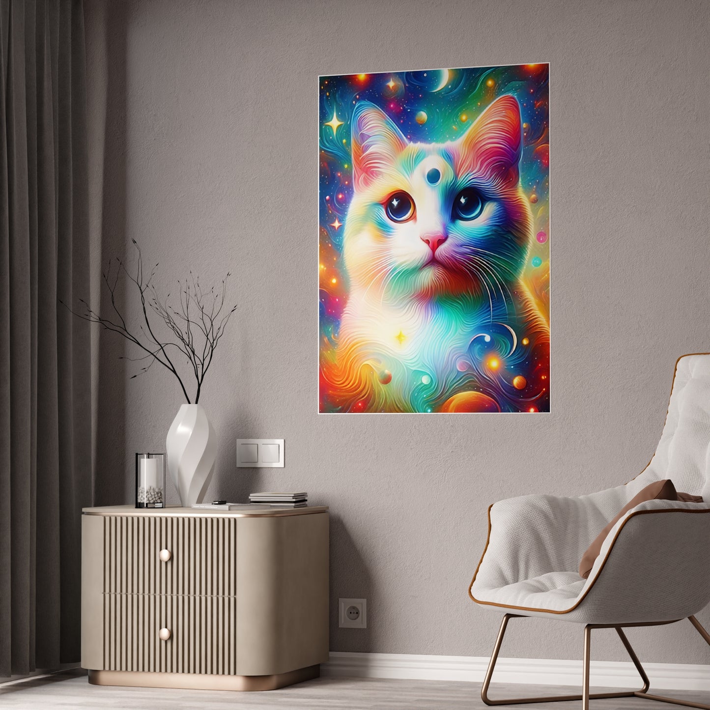 Colorful Cat Poster - Vibrant Home Decor, Pet Lover Gift, Wall Art, Cat Lover Decor, Vibrant Art Print - VYBE Shop