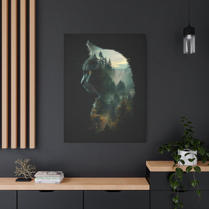 Cat Forest Matte Canvas Wall Art | Feline Home Decor, Gift for Cat Lovers, Nature Art Print, Unique Wall Decor, Cat-Themed Gift - VYBE Shop