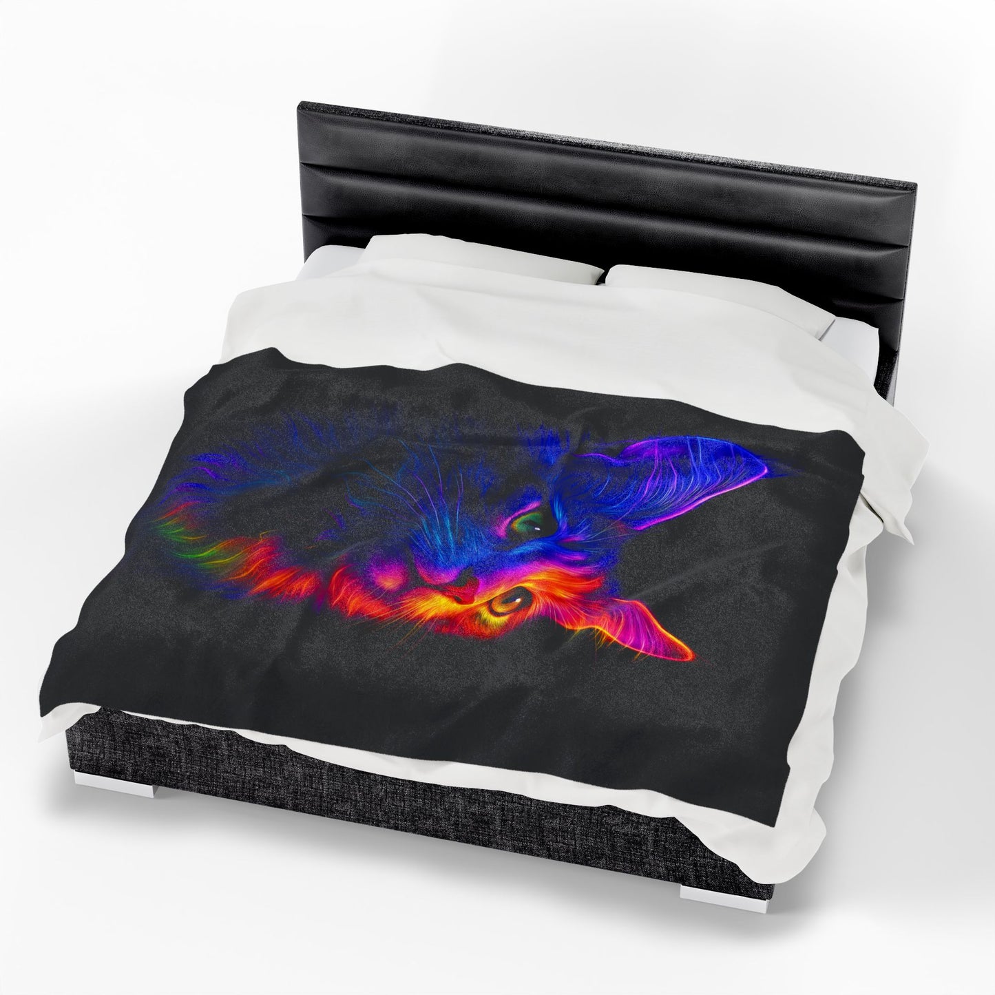 Neon Cat Velvet Blanket - VYBE Shop