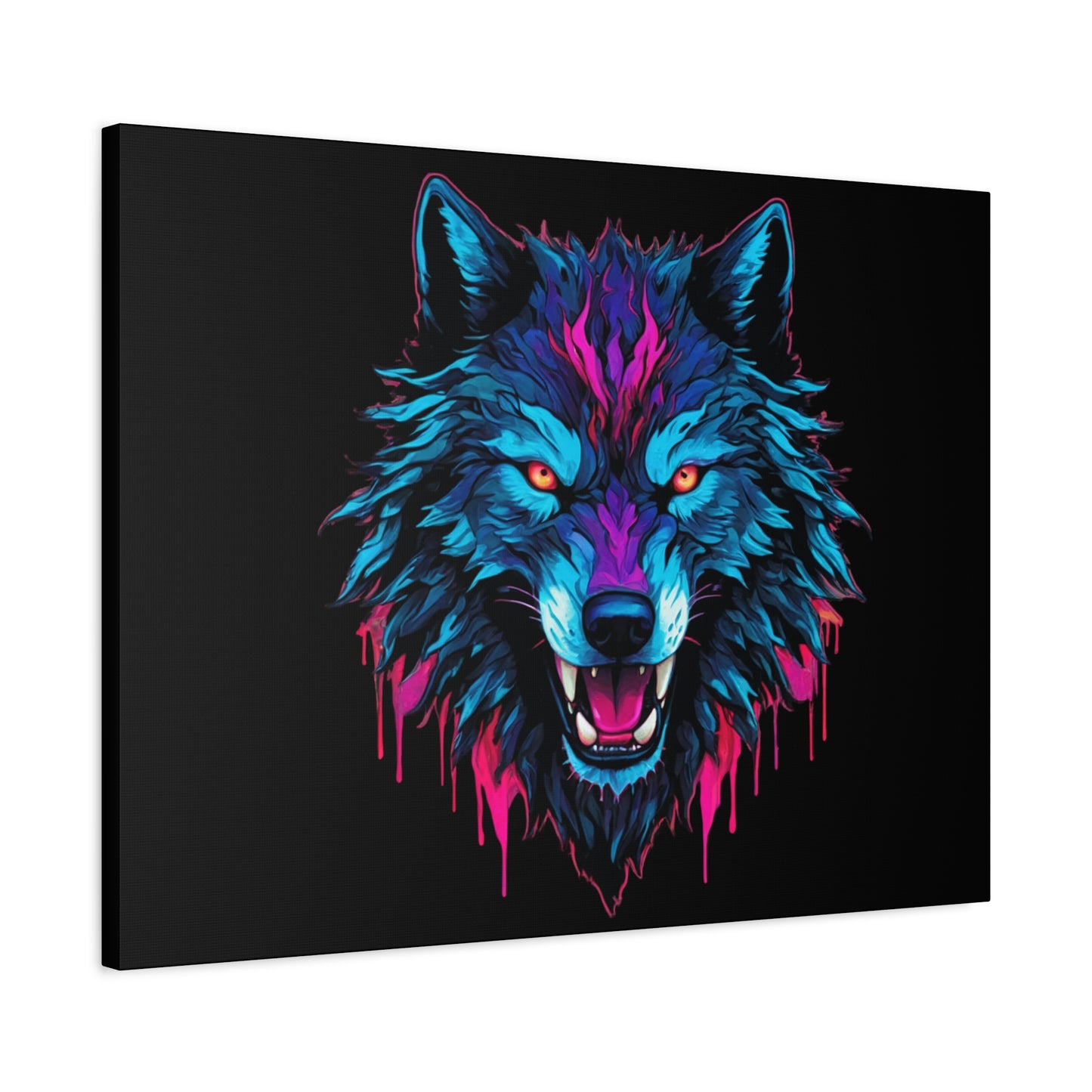 Neon Wolf Canvas Art, Colorful Wolf Wall Decor, Animal Lover Gift, Bold Home Decoration, Unique Art Print - VYBE Shop