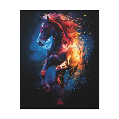 Vibrant Horse Art Canvas Print, Colorful Horse Wall Decor, Equine Artwork for Horse Lovers, Unique Gift for Animal Enthusiasts, Home Decor - VYBE Shop
