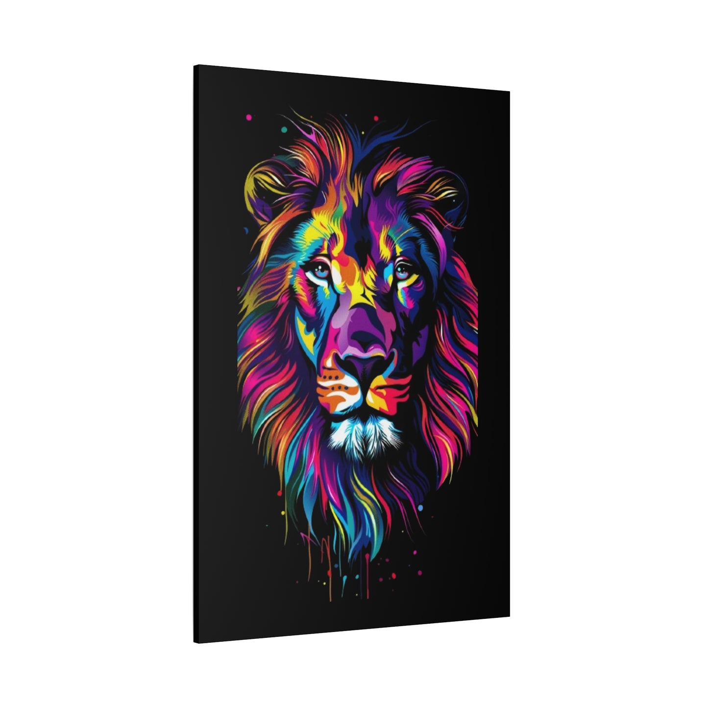 Neon Lion Art Canvas, Colorful Wall Decor, Animal Lover Gift, Home Decoration, Boho Style - VYBE Shop