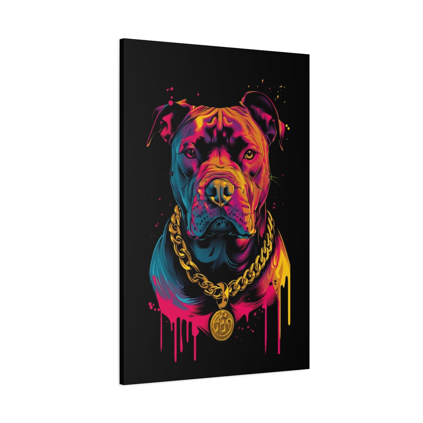 Neon Pitbull Canvas Art, Pet Lover Wall Decor, Modern Home Decor, Unique Gift for Dog Lovers, Vibrant Animal Portrait - VYBE Shop