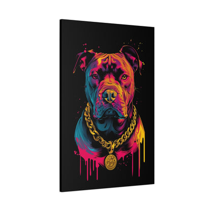 Neon Pitbull Canvas Art, Pet Lover Wall Decor, Modern Home Decor, Unique Gift for Dog Lovers, Vibrant Animal Portrait - VYBE Shop