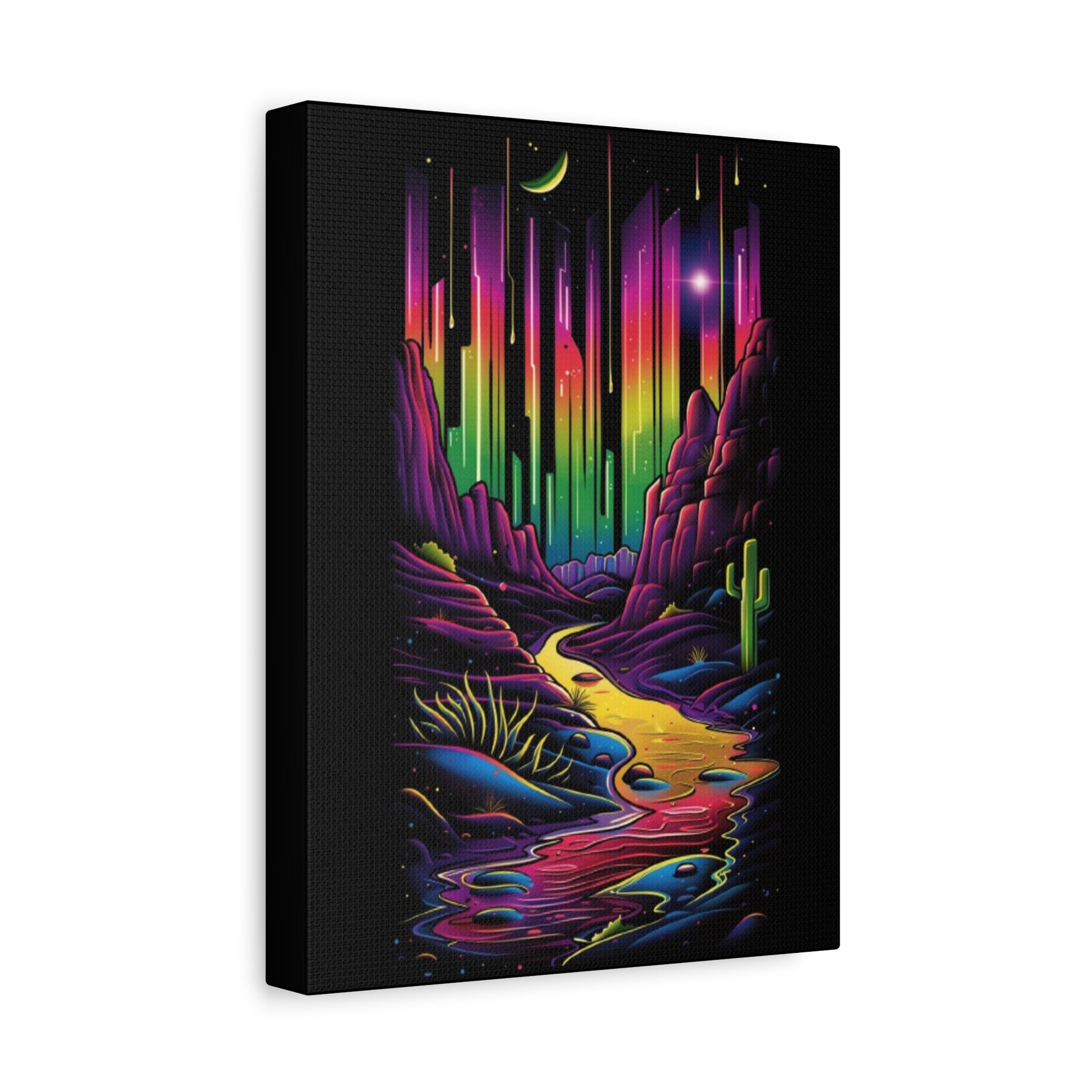 Neon Nature Canvas Art, Wall Decor, Colorful Landscape, Bohemian Home Decor, Gift for Art Lovers, Unique Wall Hanging - VYBE Shop