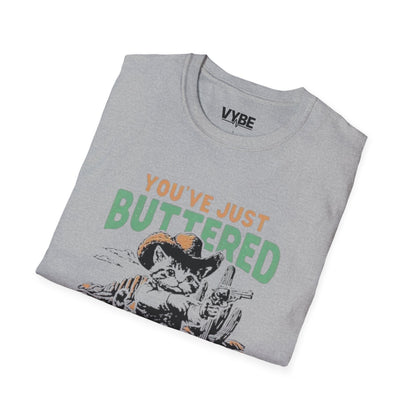 Funny- You've Just Buttered Your Last Biscuit T-shirt, Cute Cowboy Kitten Design - VYBE Shop