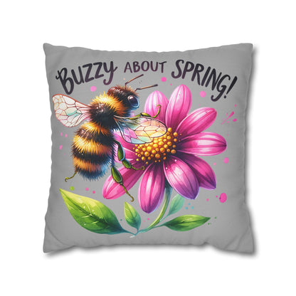 Buzzing Spring Pillowcase - Bee Decor Floral Cushion Cover for Spring Home Decor, Perfect Gift for Bee Lovers and Nature-Inspired Decor - VYBE Shop