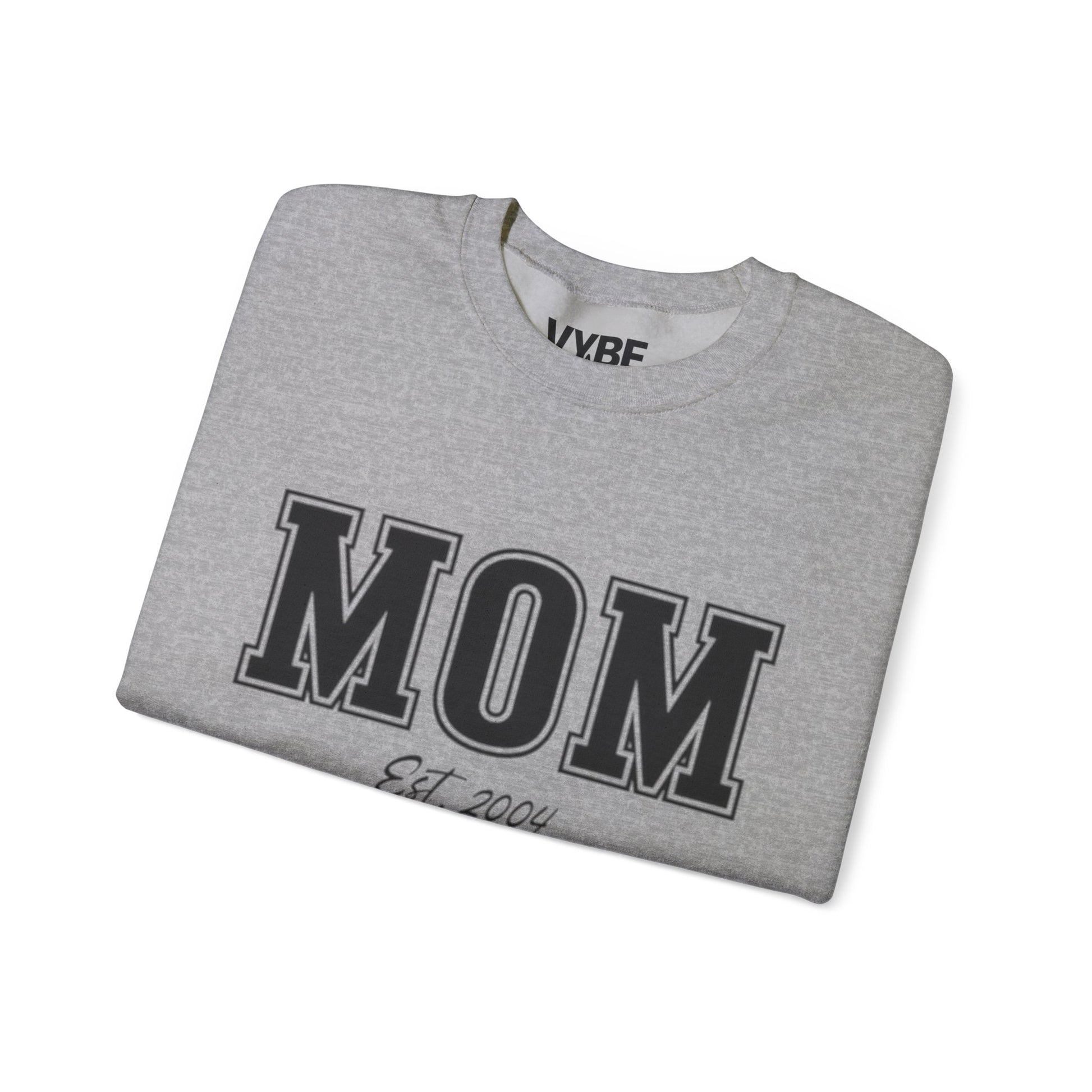 Customizable Mom Established Crewneck Sweatshirt - Personalize with Child's Birth Year for Unique Style - VYBE