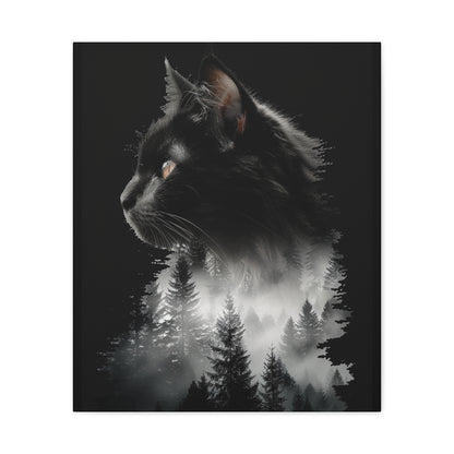 Mystical Cat Forest Canvas Print, Home Decor Art, Cat Lover Gift, Unique Wall Art, Pet Memorial - VYBE Shop