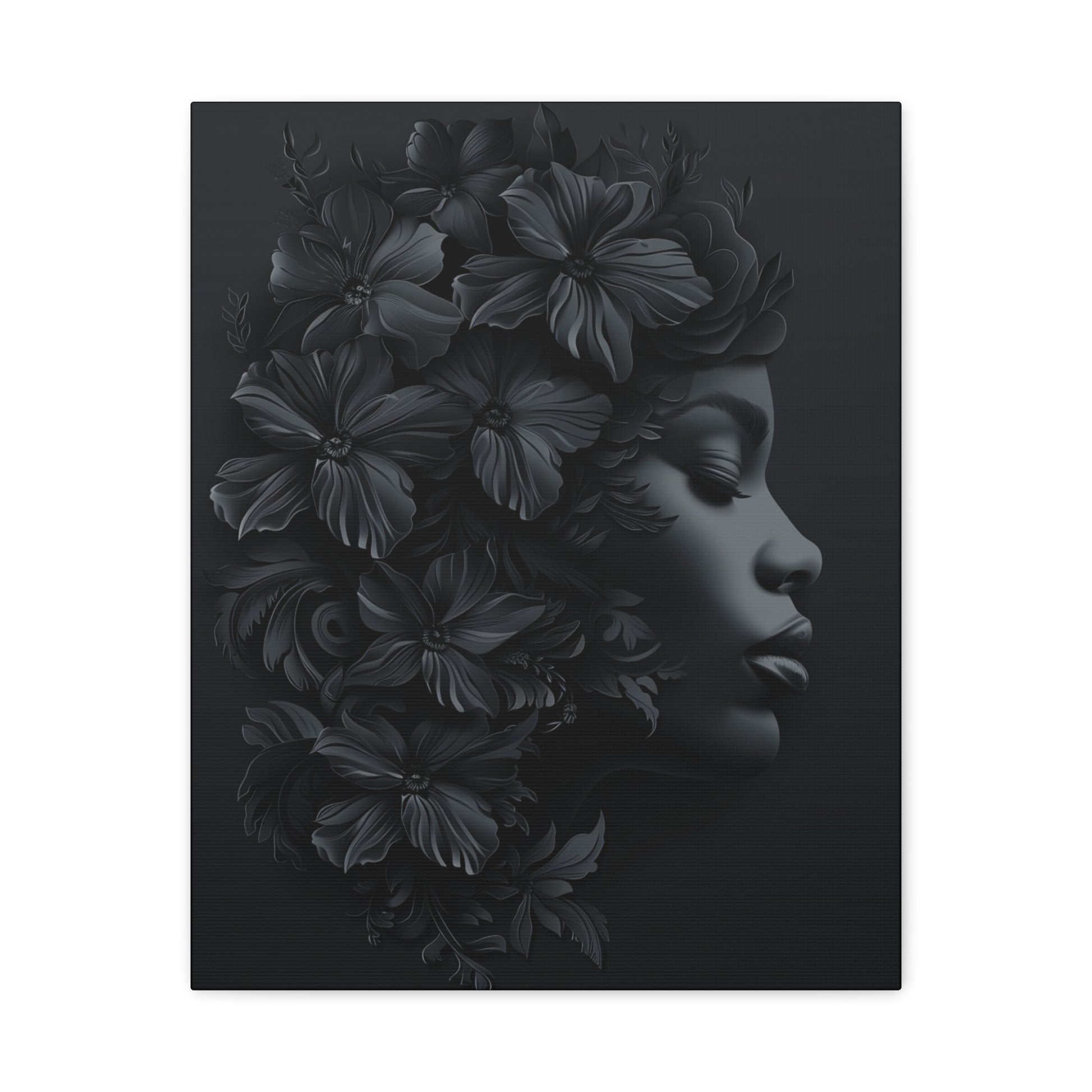 Elegant Floral Canvas Wall Art, Modern Home Decor, Black and White Art, Contemporary Living Room Decor, Gift for Her, Minimalist Art - VYBE Shop