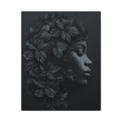 Elegant Floral Canvas Wall Art, Modern Home Decor, Black and White Art, Contemporary Living Room Decor, Gift for Her, Minimalist Art - VYBE Shop