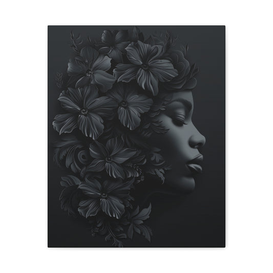 Elegant Floral Canvas Wall Art, Modern Home Decor, Black and White Art, Contemporary Living Room Decor, Gift for Her, Minimalist Art - VYBE Shop