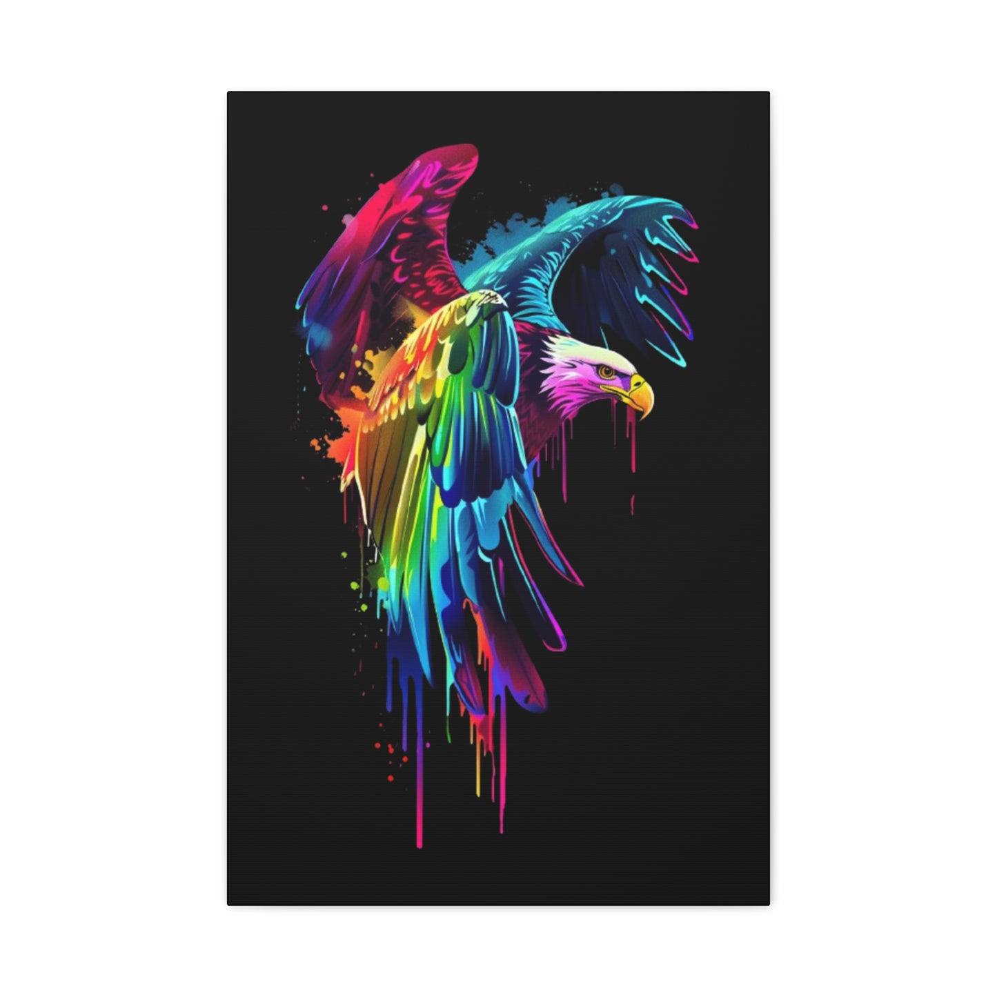 Neon Eagle Canvas Art, Colorful Wall Decor, Animal Lover Gift, Rainbow Decor, Home Sweet Home, Colorful Eagle Painting - VYBE Shop
