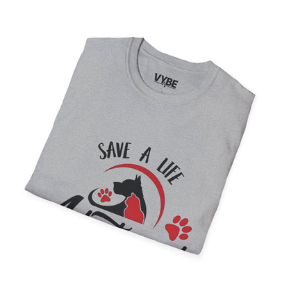 Rescue- Pet Adoption Awareness T-Shirt, Save a Life Tee, Dog Lover Shirt, Animal Rescue Apparel, Unisex Top - VYBE Shop