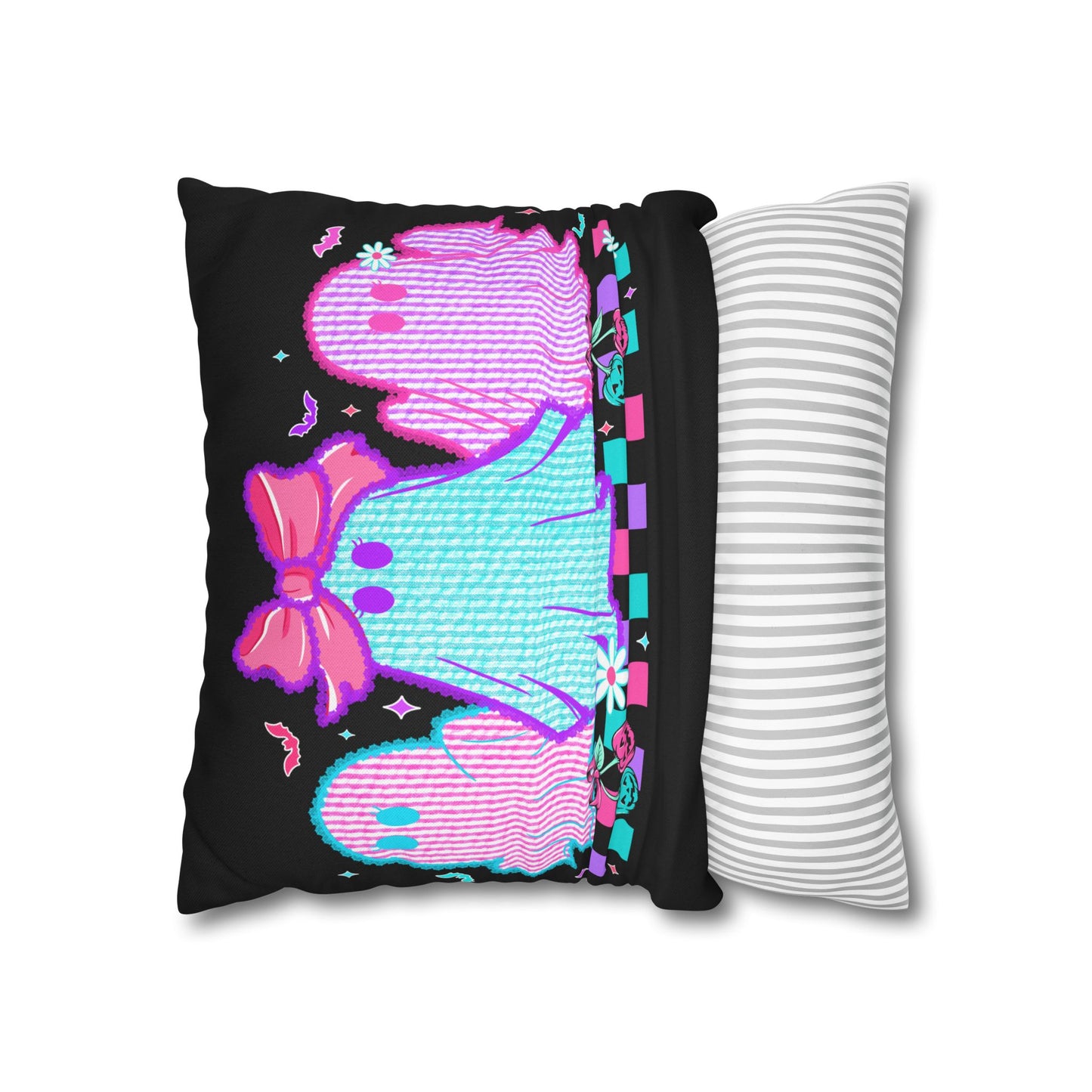 Colorful Ghost Pillowcase | Whimsical Halloween Decor, Spooky Home Accent Cushion Cover, Vibrant Ghost Design - VYBE Shop