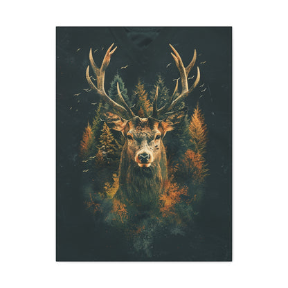 Majestic Stag Canvas Art Print, Nature Decor, Wildlife Wall Art, Rustic Home Decor, Gifts for Animal Lovers - VYBE Shop