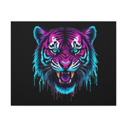 Neon Tiger Canvas Art, Wall Decor, Colorful Animal Artwork, Home Interior, Gift for Animal Lovers, Unique Wall Hanging - VYBE Shop