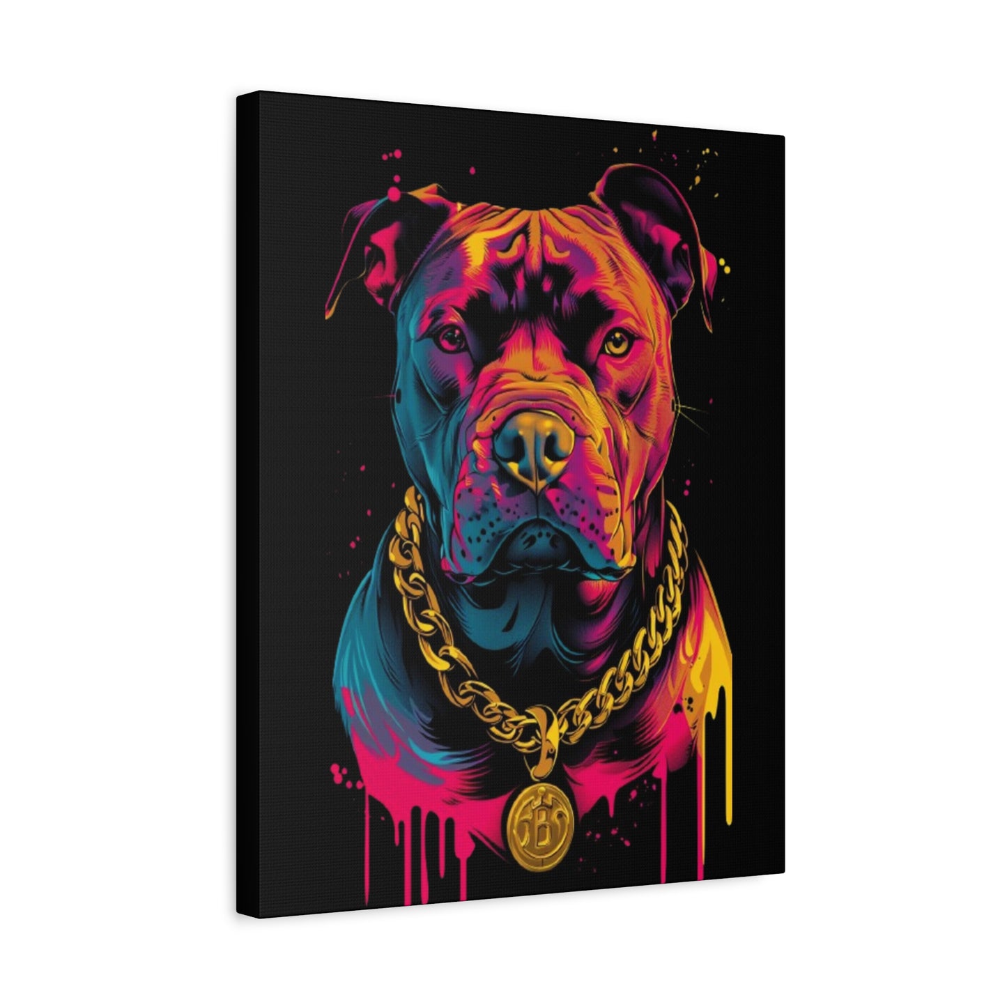 Neon Pitbull Canvas Art, Pet Lover Wall Decor, Modern Home Decor, Unique Gift for Dog Lovers, Vibrant Animal Portrait - VYBE Shop