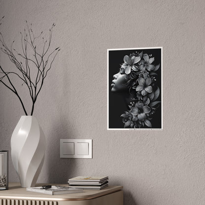 AfroArt Floral Portrait Poster - Elegant Floral Portrait Gloss Wall Art Print - VYBE Shop