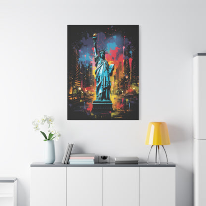 Colorful Liberty Canvas Wall Art, New York City Decor, Gift for Patriot, Home Office Wall Art, Vibrant Modern Artwork - VYBE Shop