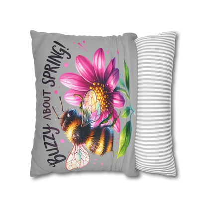 Buzzing Spring Pillowcase - Bee Decor Floral Cushion Cover for Spring Home Decor, Perfect Gift for Bee Lovers and Nature-Inspired Decor - VYBE Shop