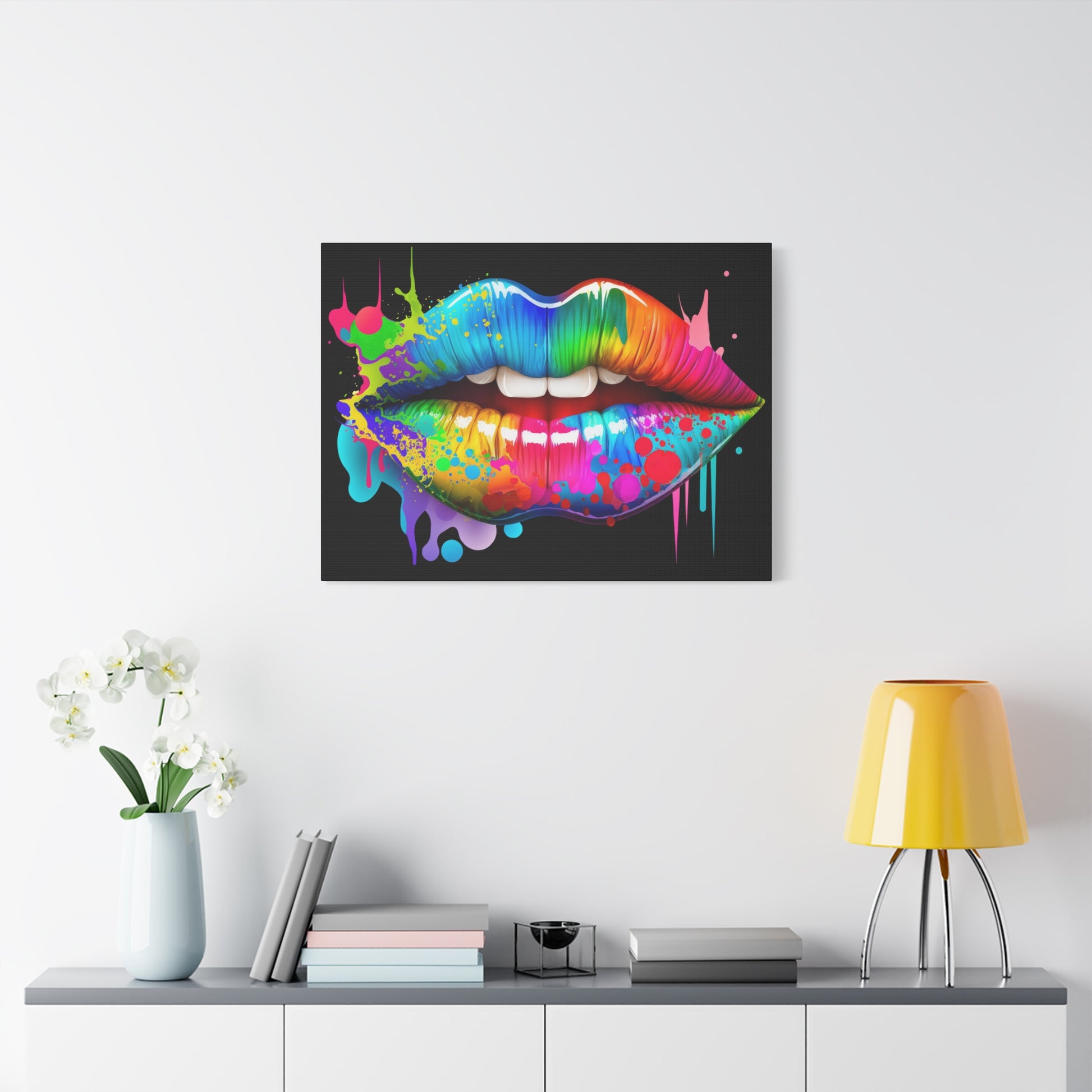 Neon Lip Art Canvas Wall Decor, Vibrant Lips Art, Pop Art Canvas, Home Decor, Gift for Art Lovers, Colorful Wall Art - VYBE Shop