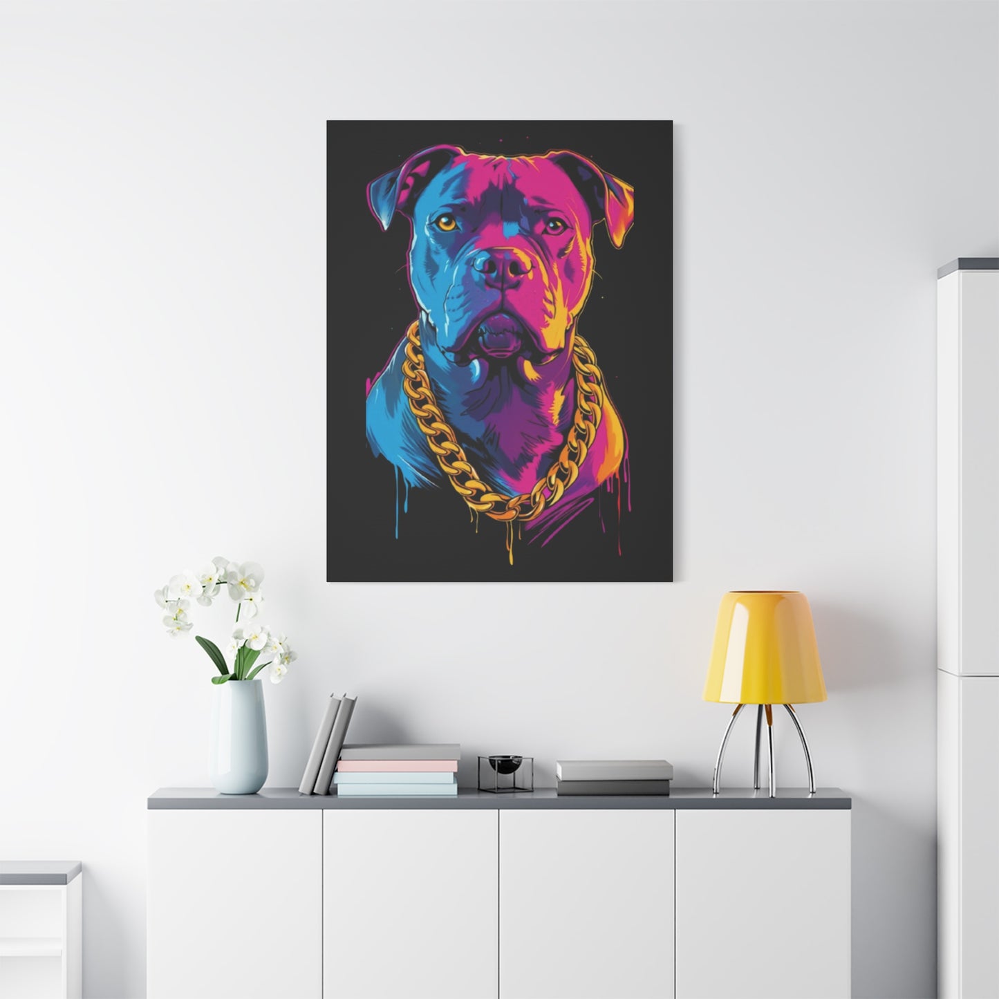 Neon Dog Portrait Canvas Art, Colorful Wall Decor for Pet Lovers, Unique Gift for Dog Owners, Home Gallery Decoration, Colorful Pet [...] - VYBE Shop