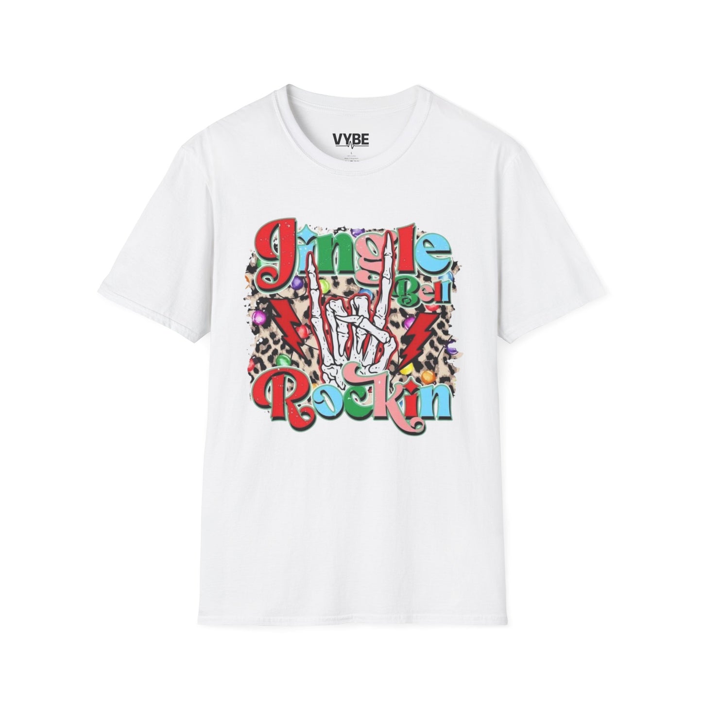 Christmas- Festive Rockin' Unisex T-Shirt Cute Edgy Skeleton Christmas Gift - VYBE Shop